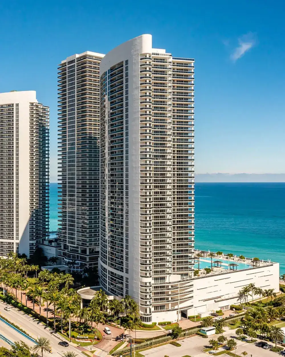 Oceanfront condo towers on the beach