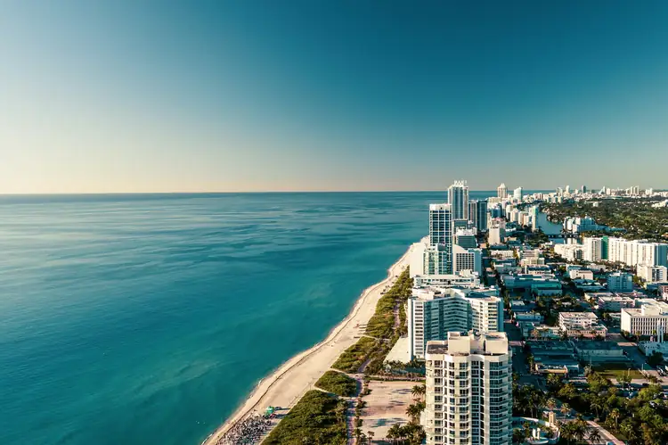 Coastline with oceanfront towers